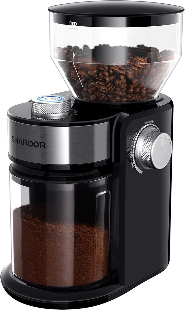 Electric coffee grinder with 16 adjustable precision grinding settings