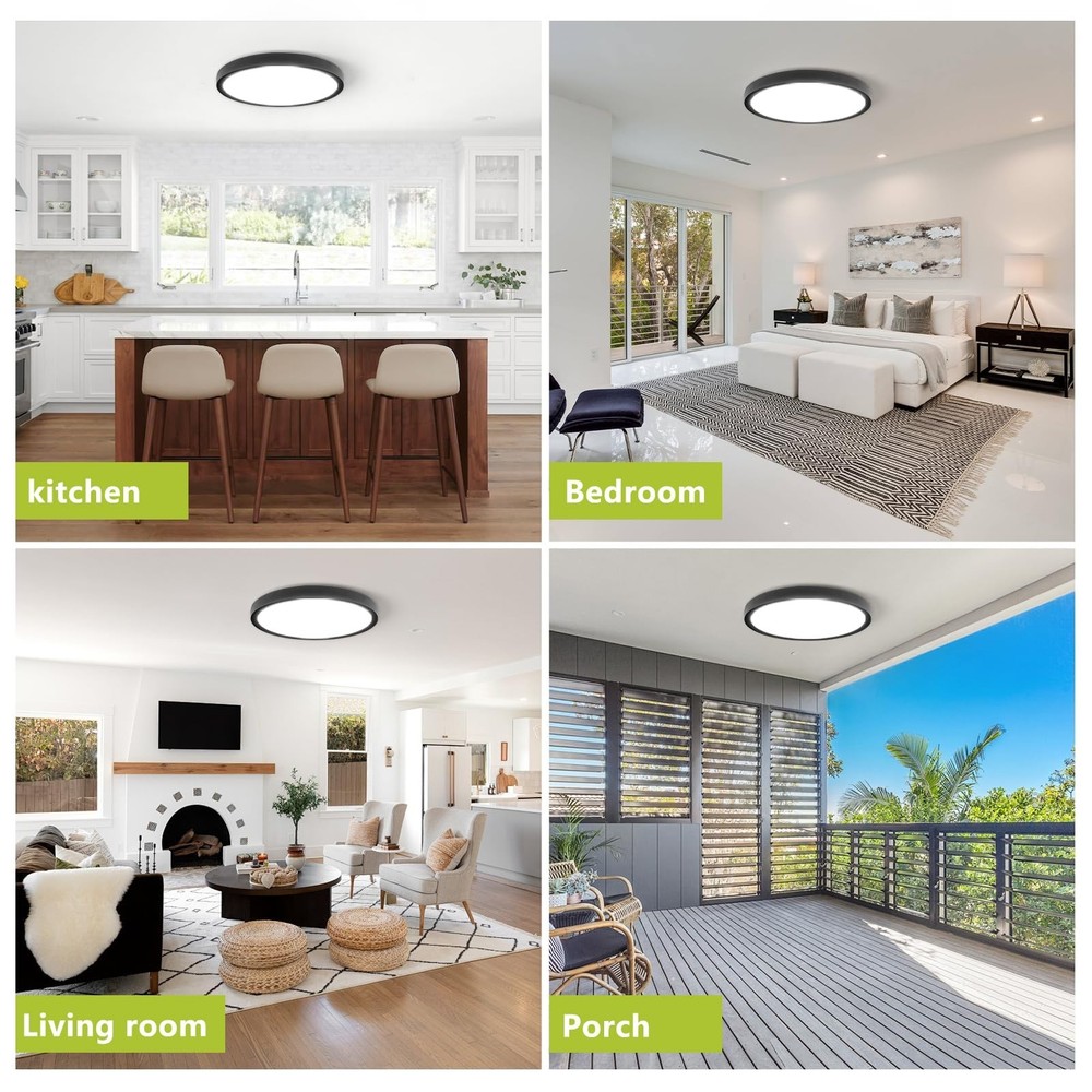 23.7 Inch LED Flush Mount Ceiling Light - Dimmable & 3 CCT Modes(3000/4000/60...