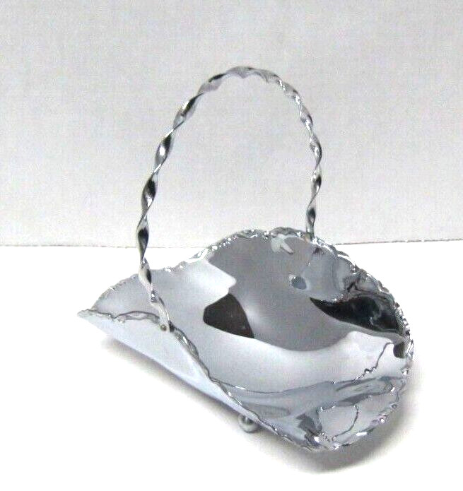 Vintage Silver Plated Basket with Twist Handle 3 Ball-Shaped Feet Müller Germany
