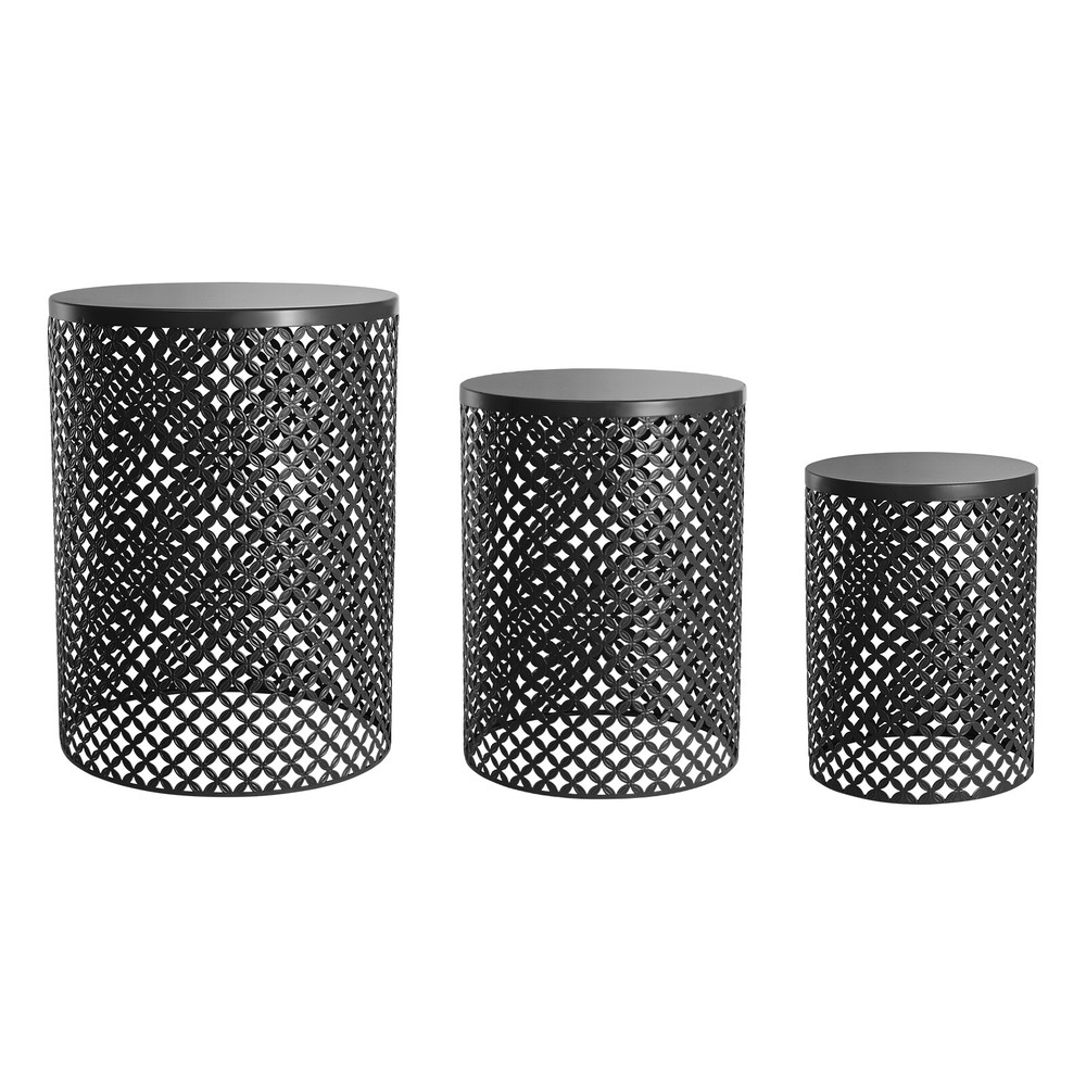 3pcs Modern Metal Cylindrical Frame Accent Table Outdoor Side Table End Table US