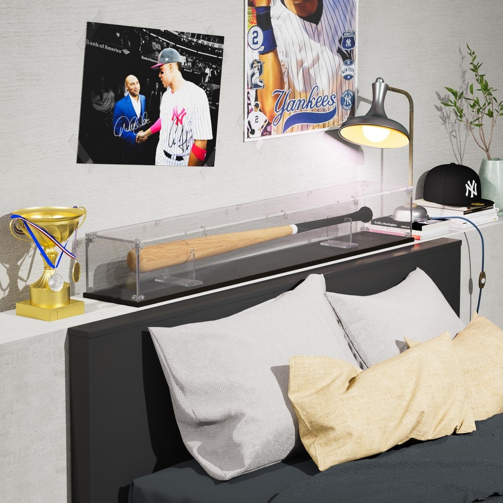 Acrylic Baseball Bat Display Case 39" Clear UV-Protected Dust-Proof Showcase