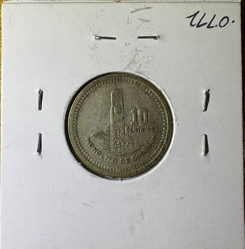 1956 Guatemala 10 Centavos Silver Coin