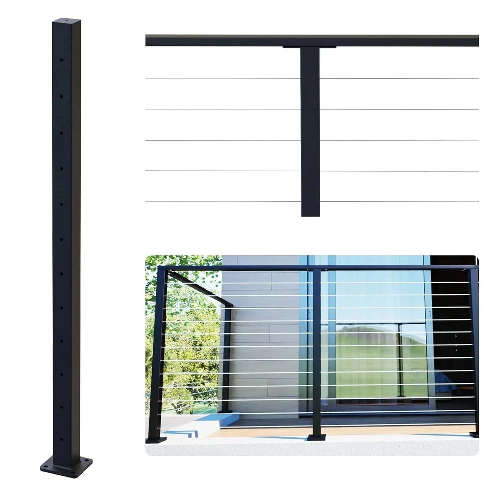 Cable Railing Intermediate Post 42" - 316 Stainless Steel Black Level Mid Post