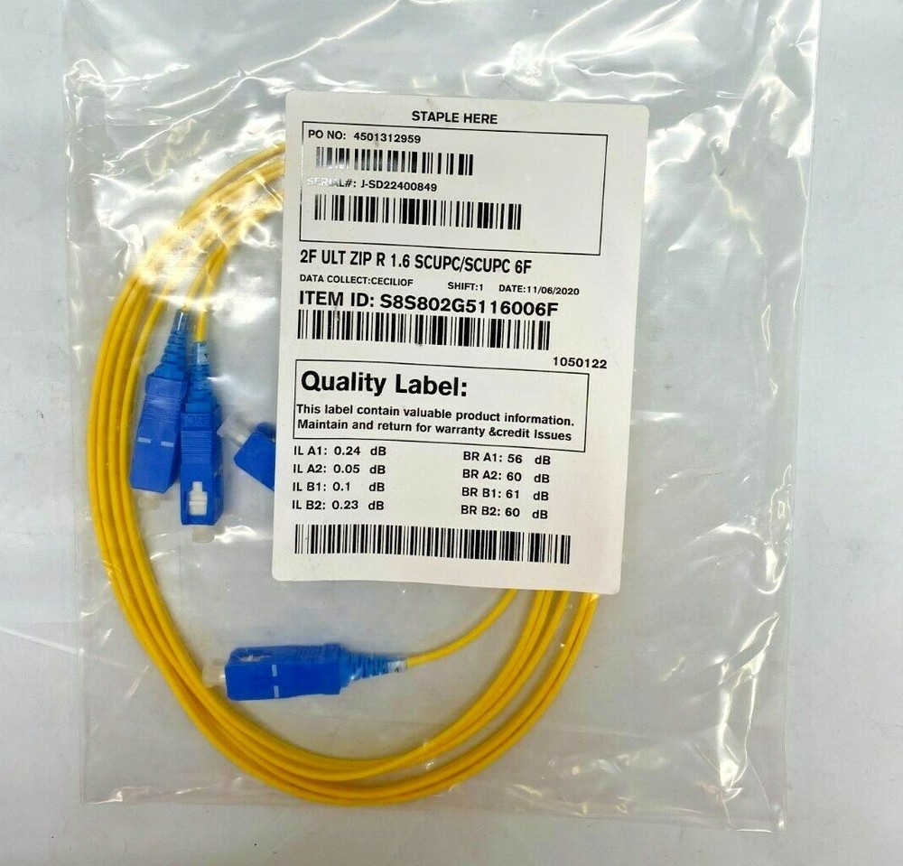 2F ULT ZIP R 1.6 SCUPC/SCUPC 6F Single Mode Patch Cords