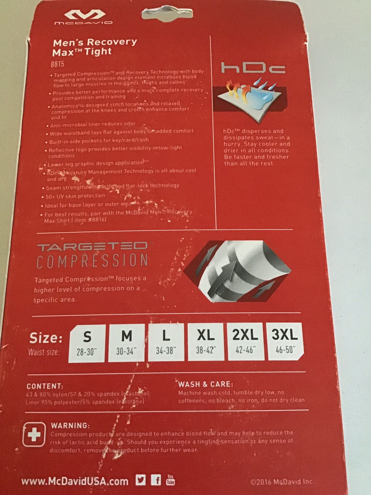 McDavid Recovery Max Tights Men's Black Size Small Waist 28-30 New in box B7