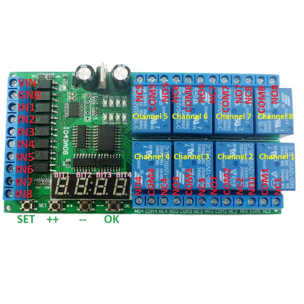8ch DC 12V Multifunction Delay Module Cycle Timer Switch for Power sequencer