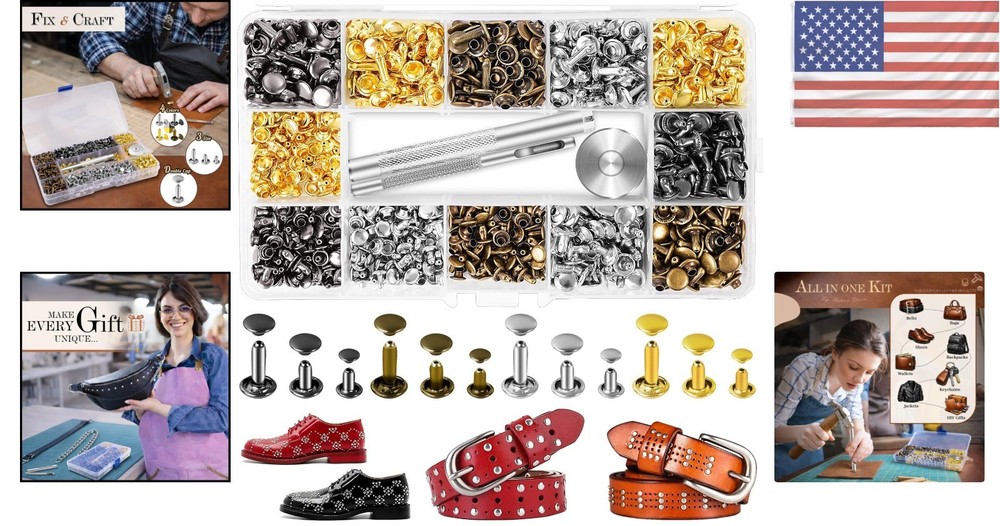 Comprehensive 240-Piece Leather Rivets Kit in 4 Colors with Setting Tools