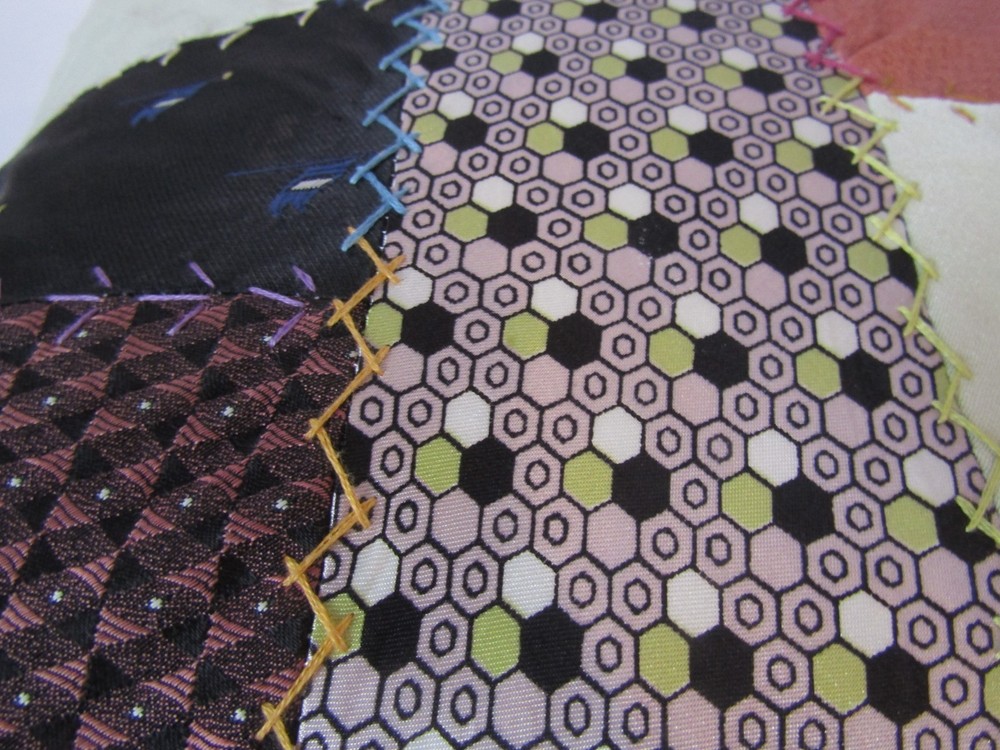 Vintage Crazy Quilt Throw Pillow Patchwork 12" Handmade