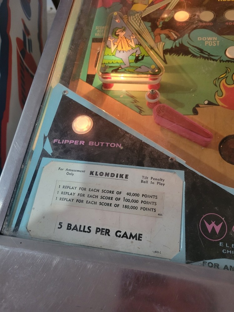 Williams Klondike Pinball Machine