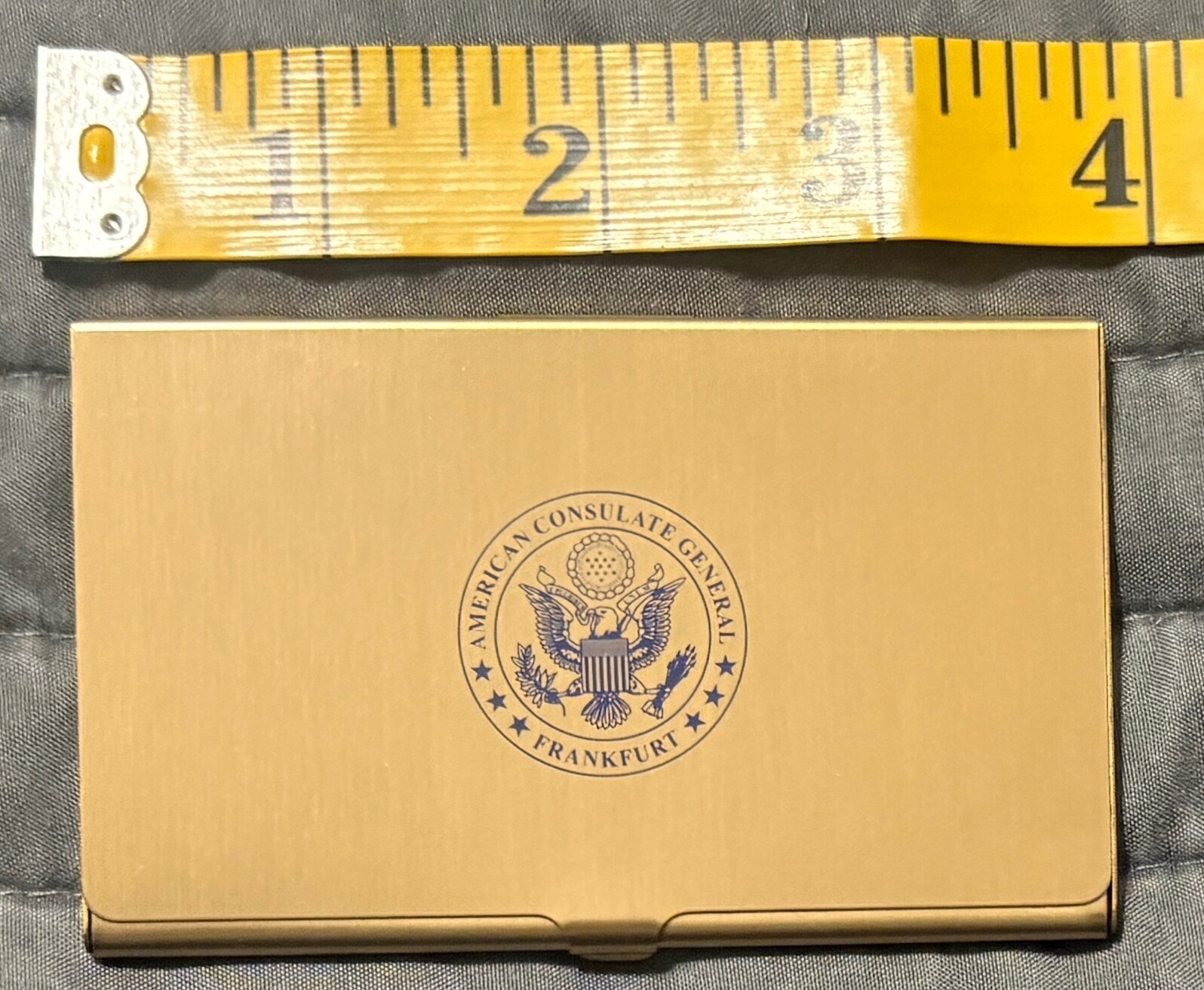 Awesome Rare US American Consulate Frankfurt Germany Metal Business Card Case