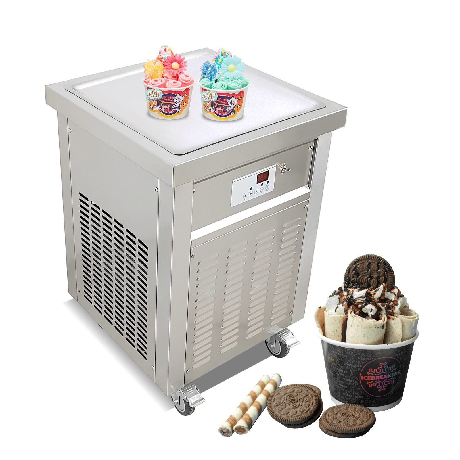 Kolice Commercial ETL 21"X21'' Square Pan Fry Ice Cream Roll Machine,90% New