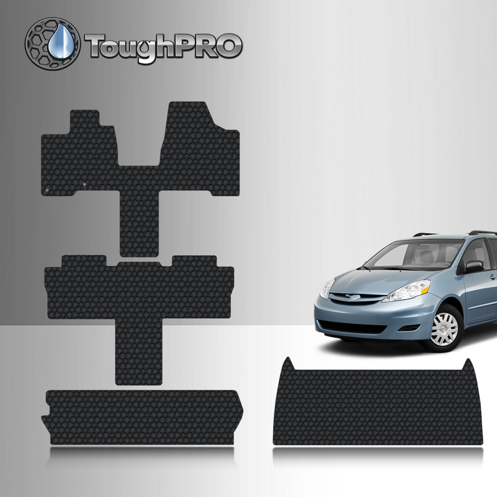 ToughPRO Floor Mats Full Set Black For Toyota Sienna 7 Seater 2004-2010