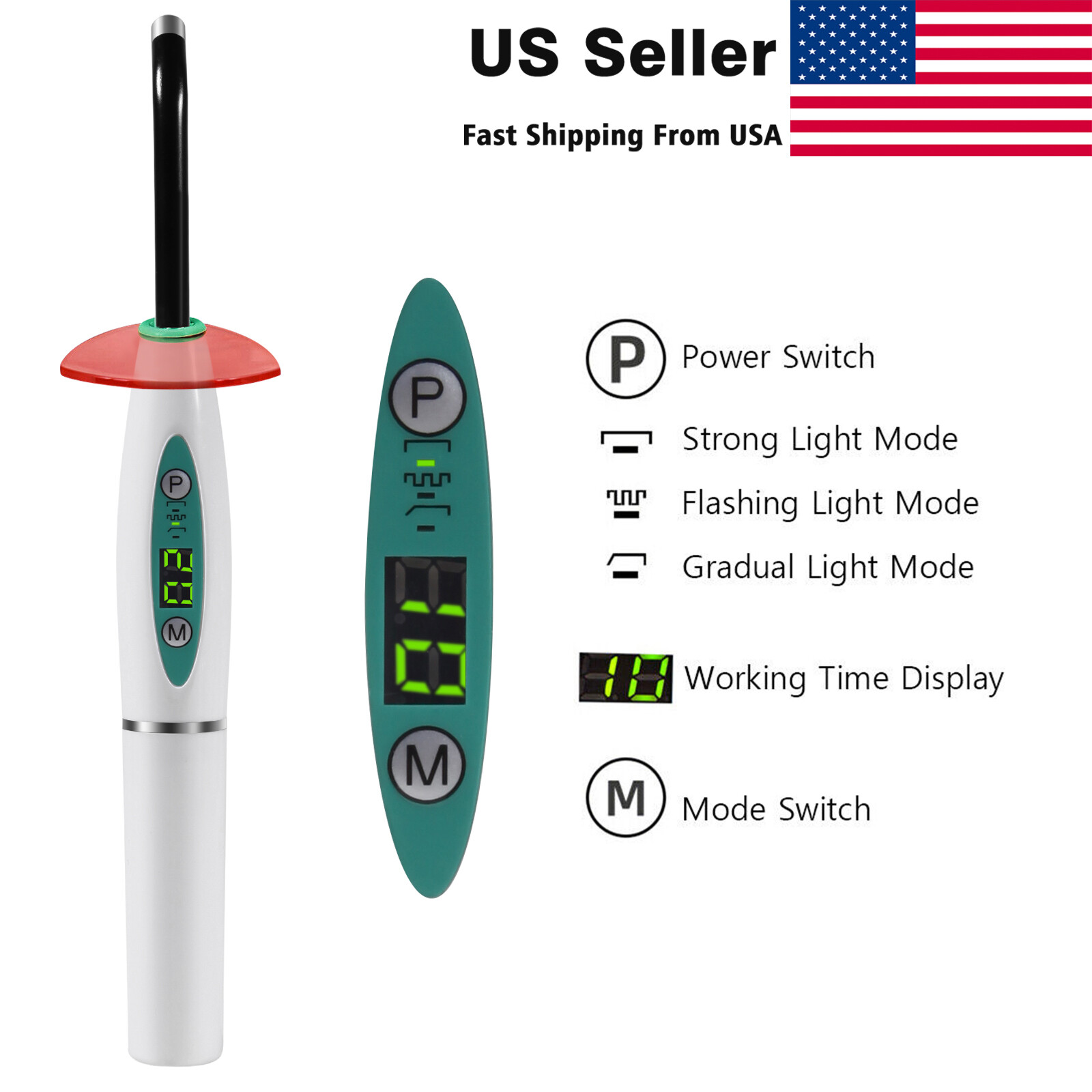 Dental LED Curing Light Lamp Wireless Cordless Resin Cure 5W 2000MW FDA