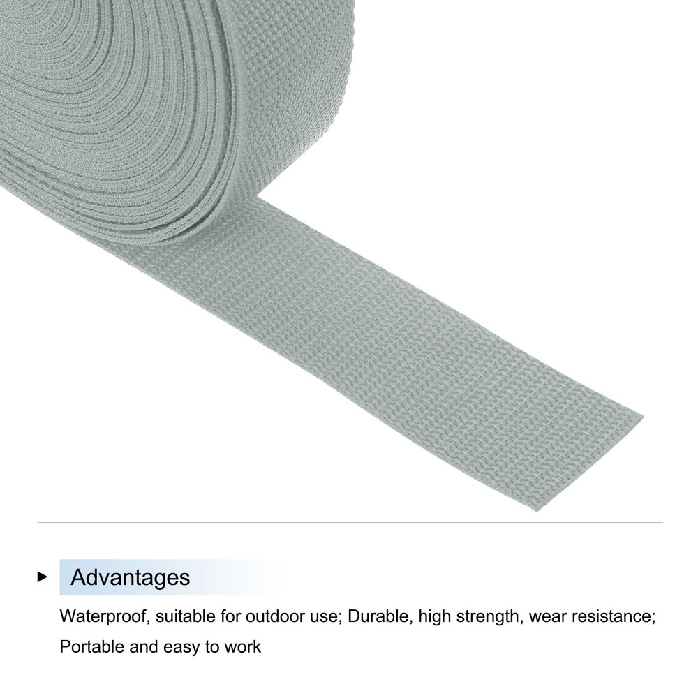 Lightweight Polypropylene Webbing Strap 3.8cm 25 Yard Light Grey