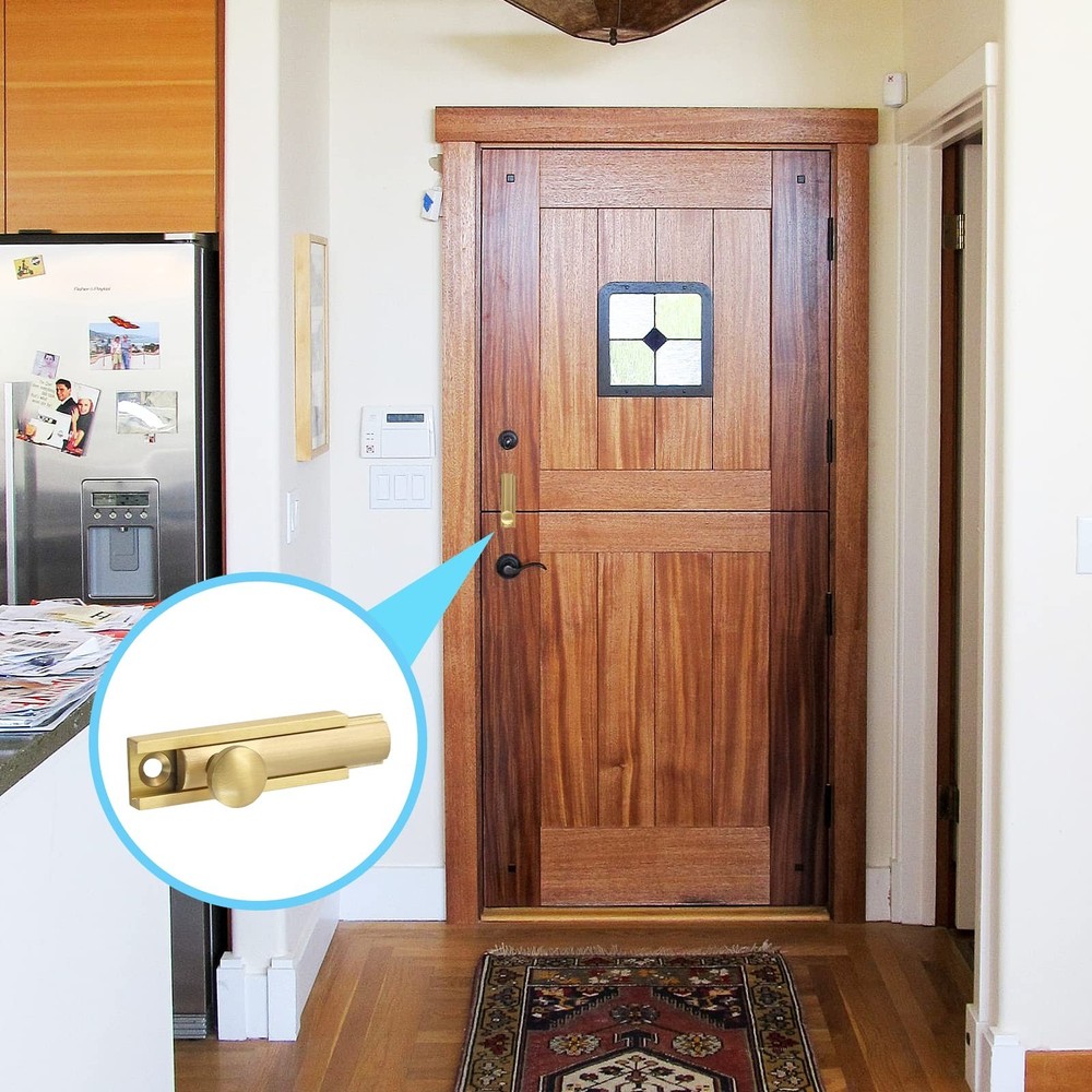 2 Inch Solid Brass Surface Bolt, Brass Slide Bolt Latch, Cabinet Surface Bolt...