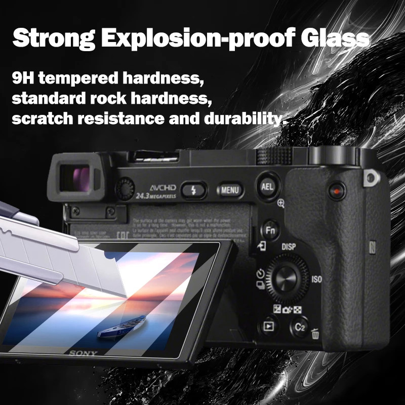 2PCS Sony Alpha A5000 A6000 A6100 A6300 Camera Tempered Glass Screen Protector