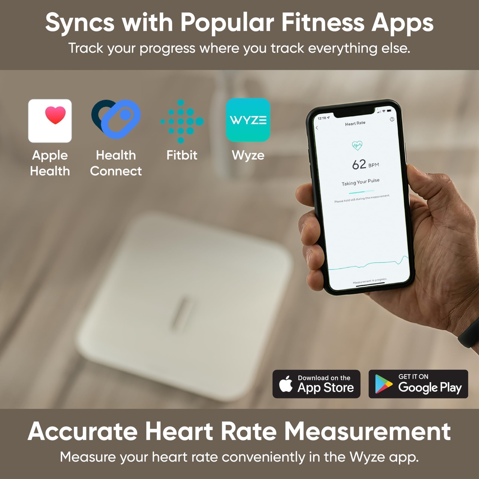 Wyze Smart Scale X - Body Composition Heart Rate Fitness App Sync 400 lb Black
