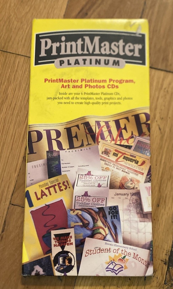 PrintMaster Platinum Program 6-CD Set Templates, Graphics & Tools Mindscape