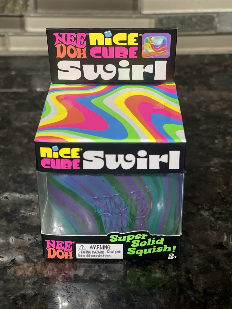 Schylling NeeDohNice Cube Swirl Super Solid Squish Toy Multicolor 3+ Years