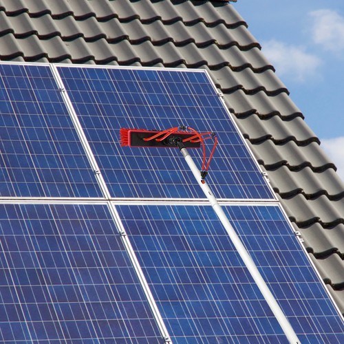 Solar Panel Cleaning Brush with Telescopic Pole for Outdoor Use