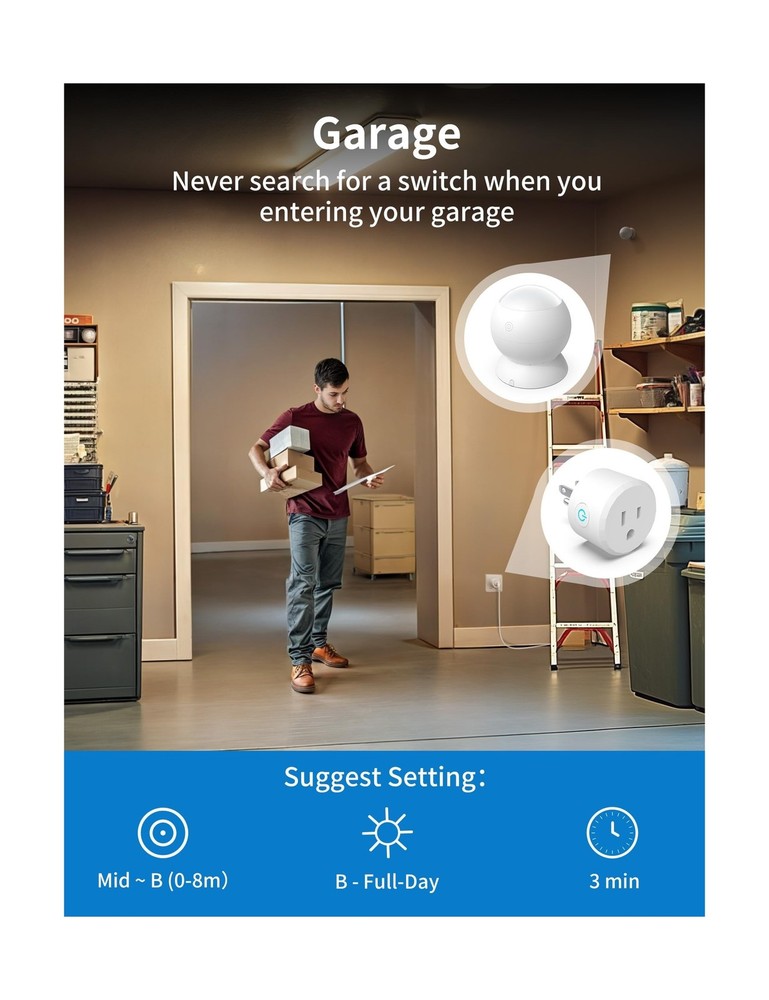 Wireless Motion Sensor Outlet with Timer, Plug-N-Play PIR Motion Ac... Fast Ship