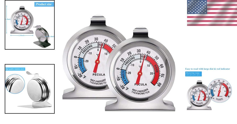 2-Pack Dual Temperature Refrigerator Thermometer – Instant Read & Easy Use
