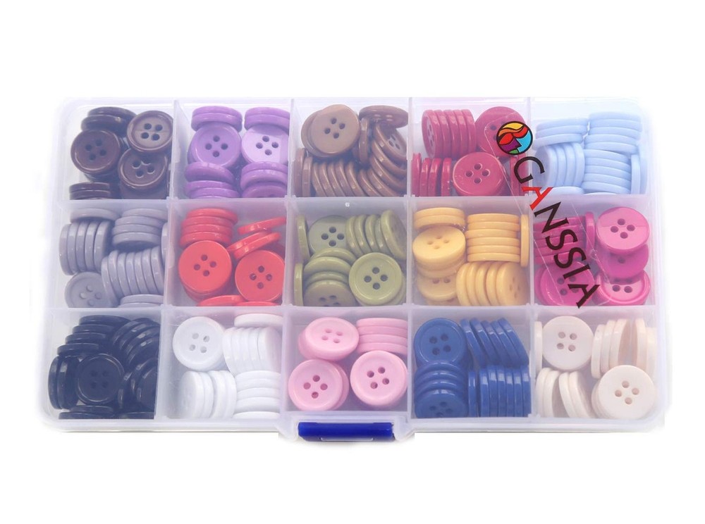 5/8 Inch (15mm) 15 Colors Assorted Buttons for Sewing Flatback Button Multico...