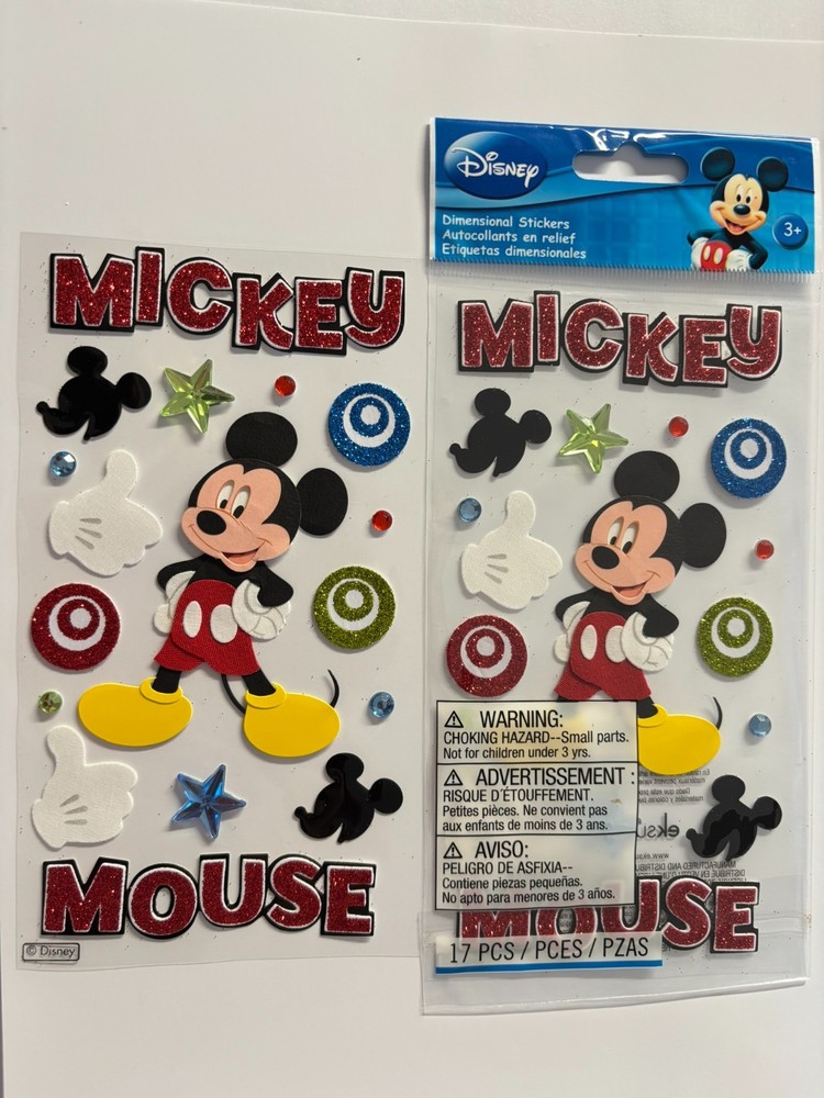 New 2 Disney Mickey Mouse Dimensional Stickers