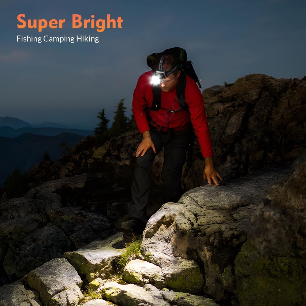 Headlamp Rechargeable - Super Bright Spotlight with 2 Modes - LED Flashlight