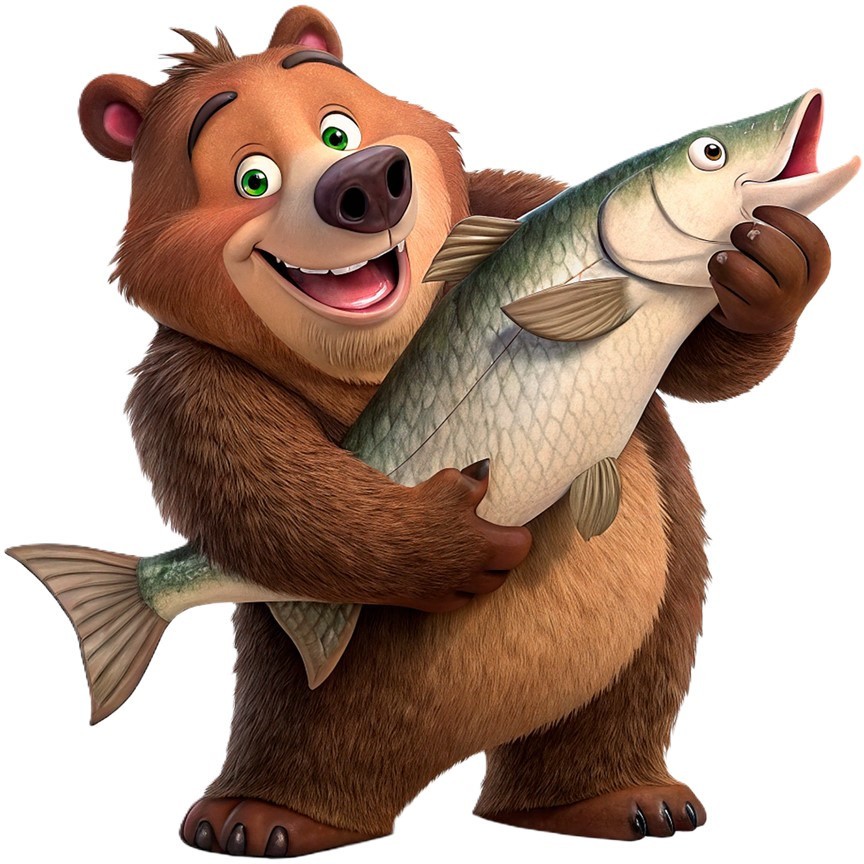 30 Custom Big Catch Bear Personalized Address Labels