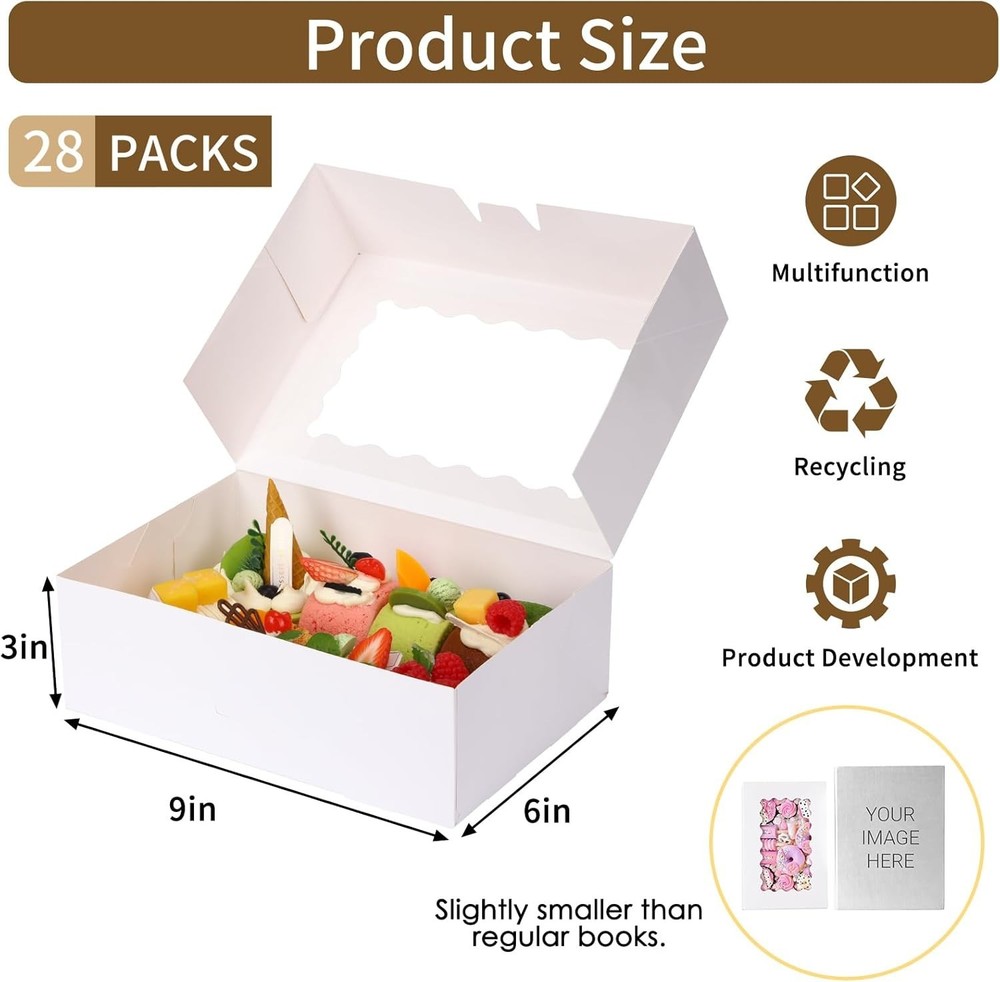 Stylish 28 Pack Cookie Boxes - Clear Window, Easy Assembly for Elegant Displays
