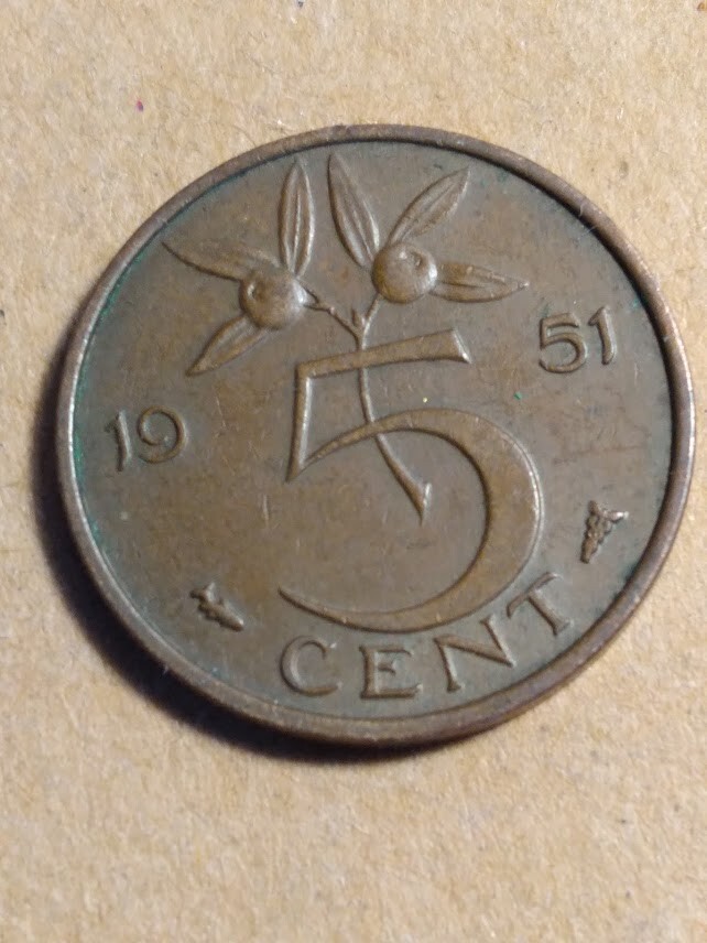 1951 Netherlands 5 Cents