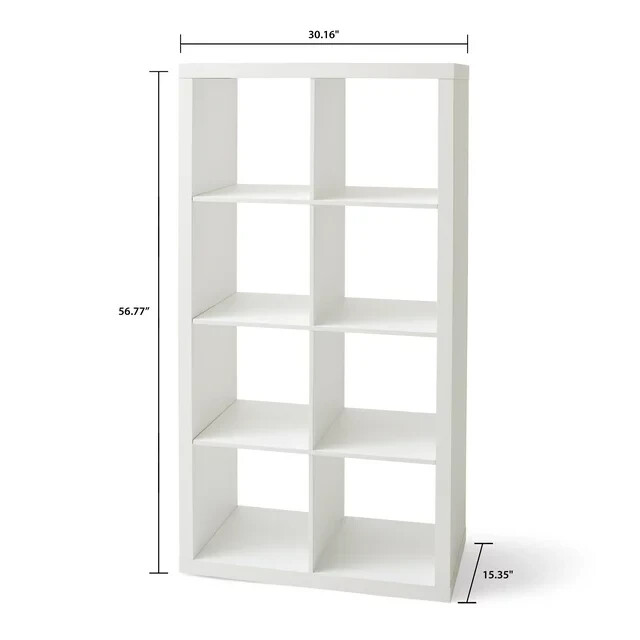Large 8-Cube Open Storage Organizer Shelves Bookcase, Easy Assembly, White