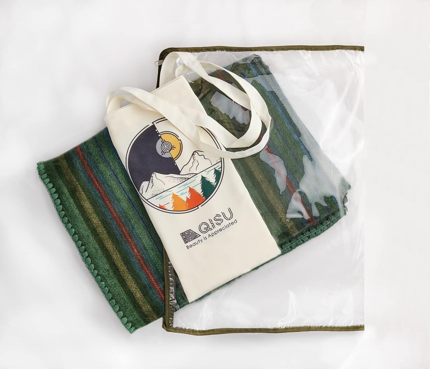 QISU Alpaca Wool Blanket Throw | Large, Beautiful, Warm, Variegated | 85 x 65 in