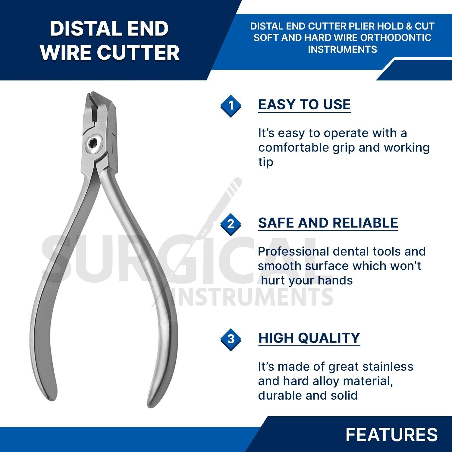 Dental Distal Safety Hold End Plier Wire Cutters Orthodontic German Grade