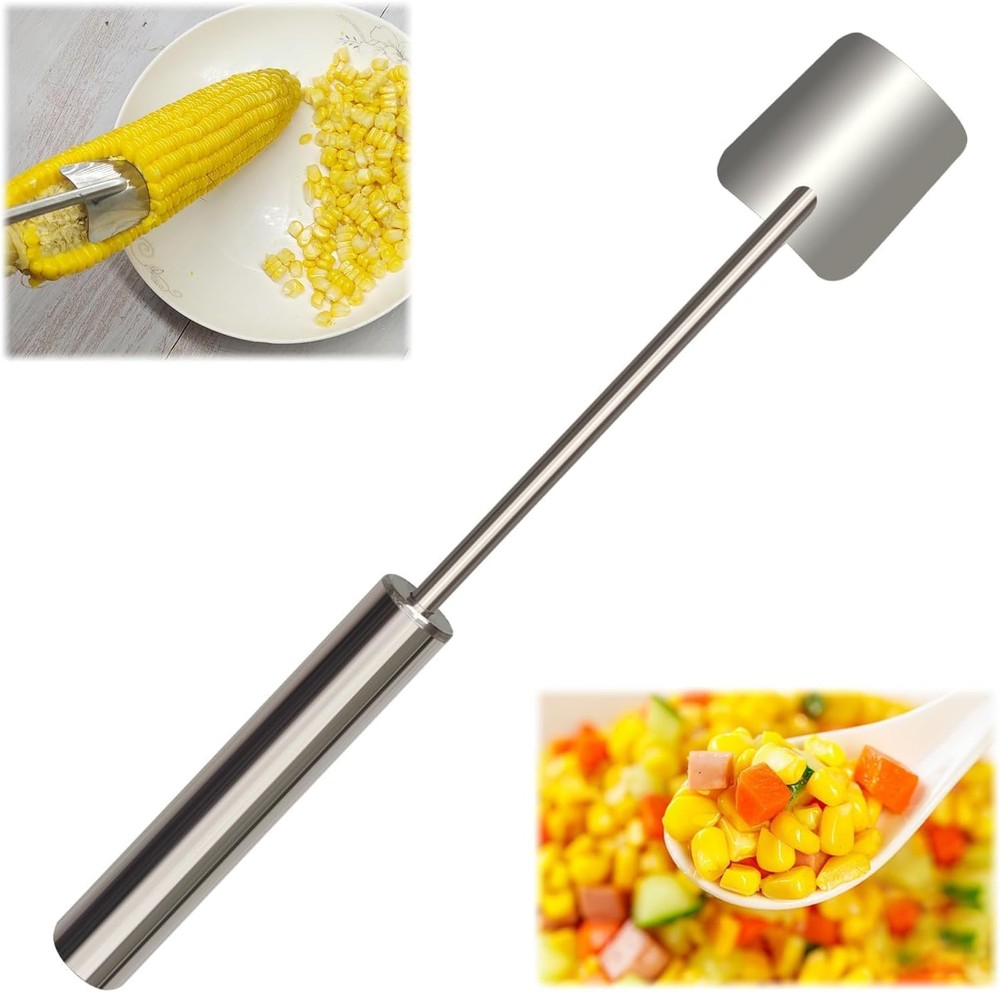 Corn Cob Stripper，2025 NEW Long Handle Stainless Steel Corn Stripping Tool，Corn