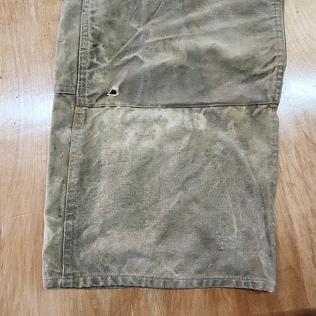 Vtg 40s Black Bear Brand Rain Tite Waxed Canvas Work Pants Button Fly Union Made