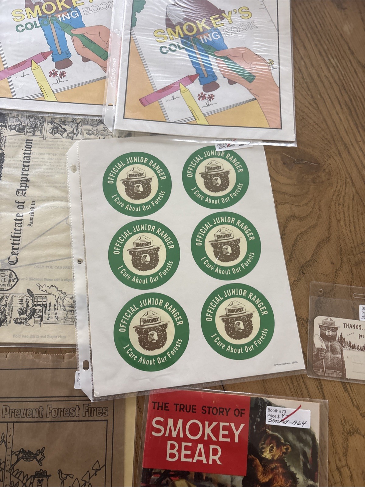 Vintage Lot Of Smokey The Bear Memorabilia Booklets Paper Ephemera Stickers