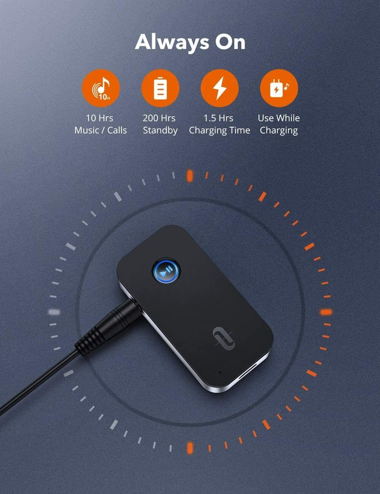 TaoTronics Bluetooth Receiver/Car Kit Portable Wireless Audio AUX Adapter 3.5mm