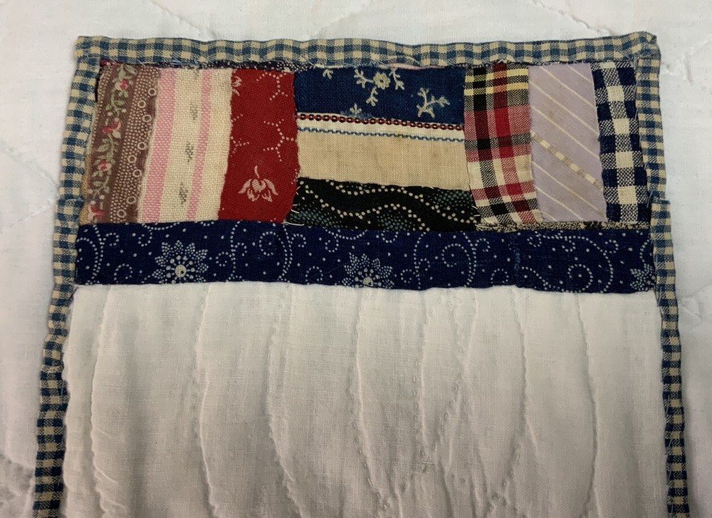 Vintage Antique Quilt Table Topper, Small, Patchwork Quilt Pieces, Rectangle
