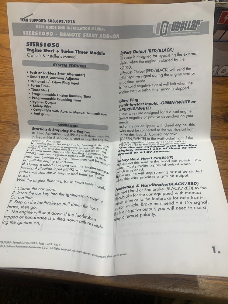 Stellar Universal Remote Car Starter RS1050