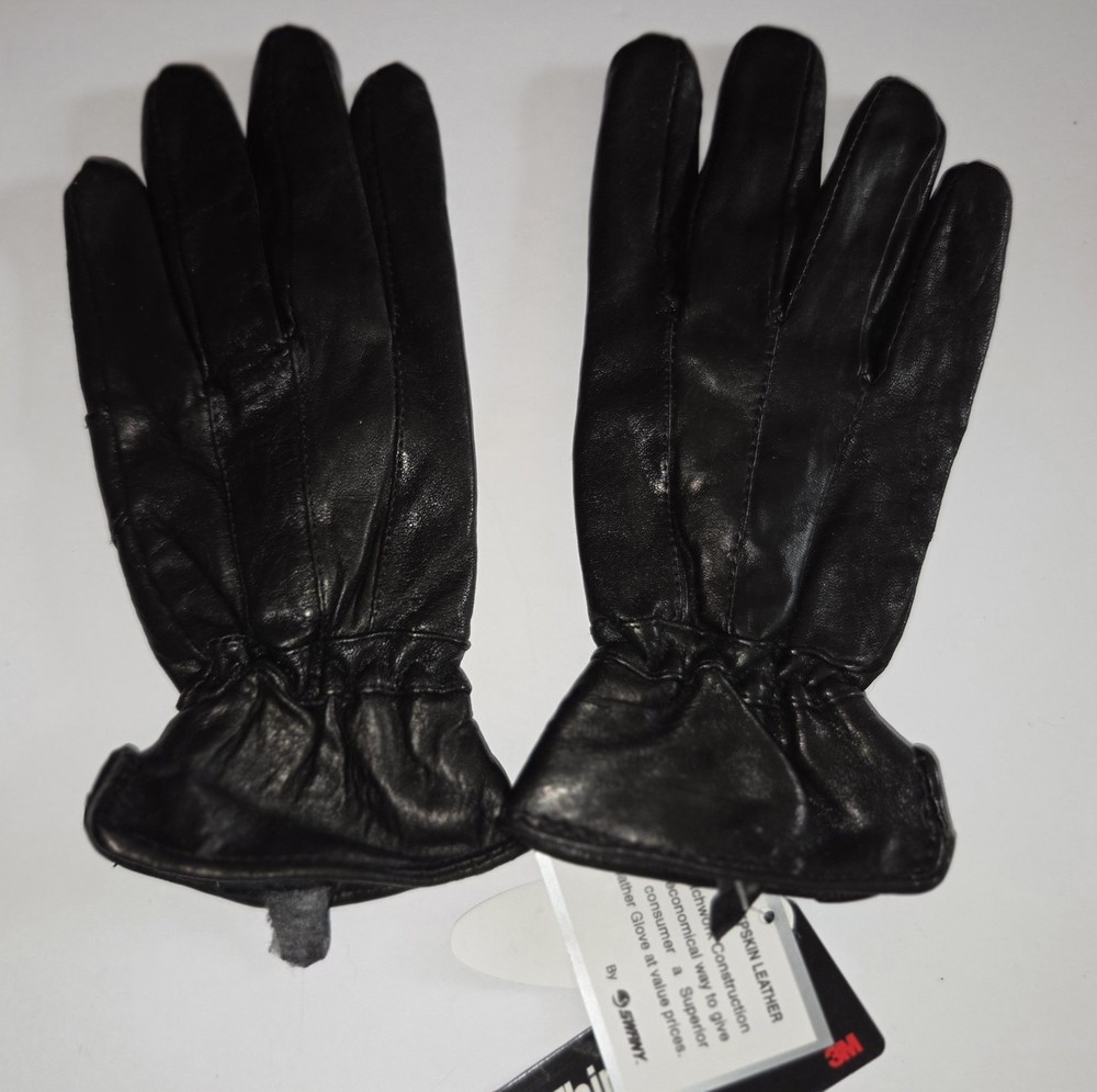Woman's Swany Thinsulate Leather Gloves, Black, Small