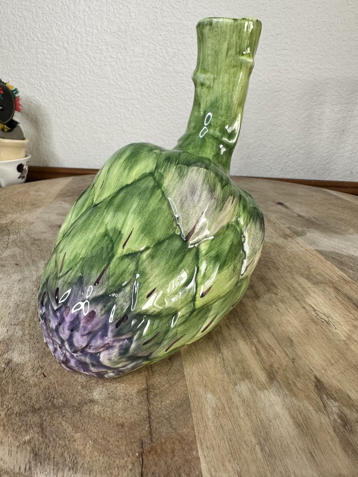 Artichoke Vase Bottle Ceramic Vegetable Decor Italian Majolica