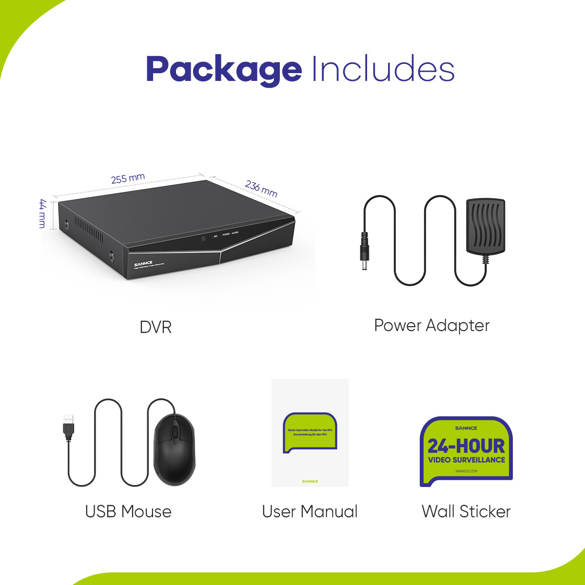 SANNCE 5in1 16CH DVR 1080P Lite CCTV Security Video Recorder for Camera System