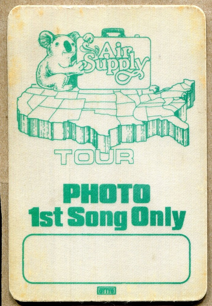 Vintage 1983 Air Supply Backstage Pass Photo