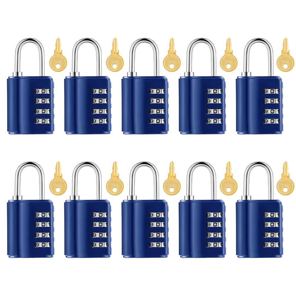 Combination Padlock 4 Digit Combination Lock with Keys Locker Resetable Secur...