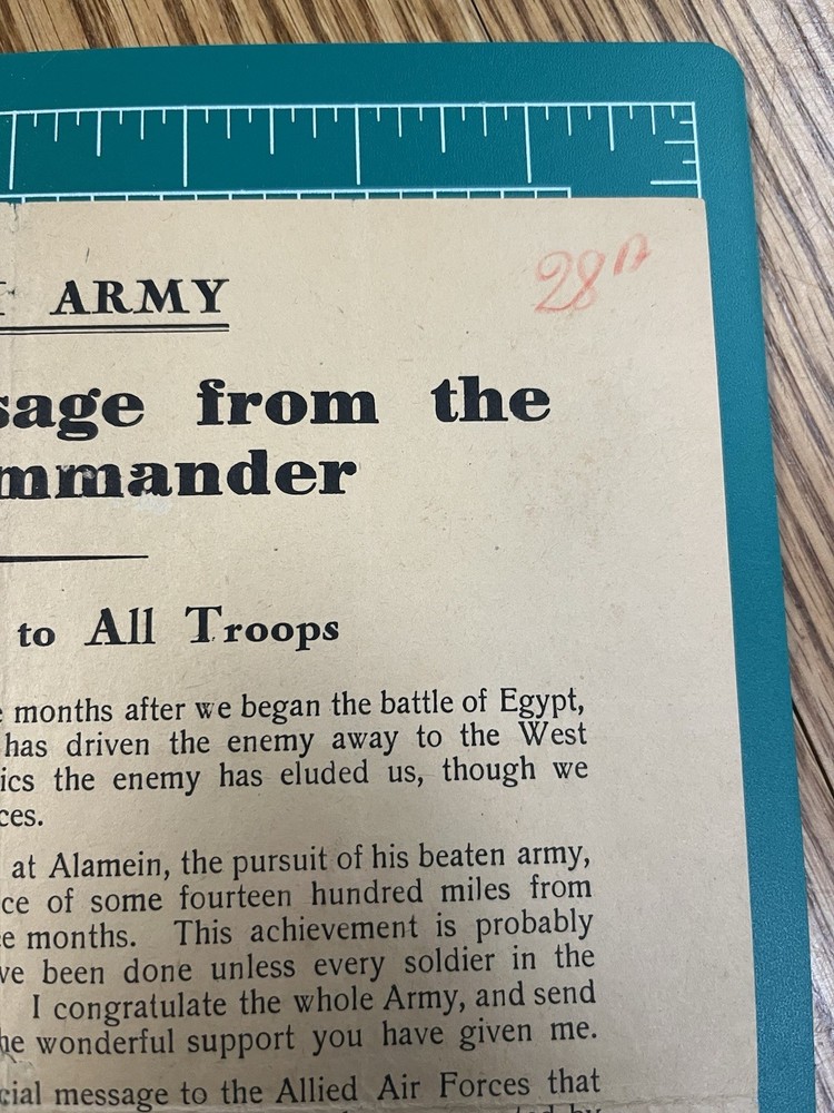 WWII British Message from the Army Commander Montgomery