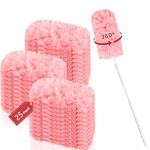 25 Pack Duster Refills with 1 Extended Handle Compatible with S wiffer, Heavy