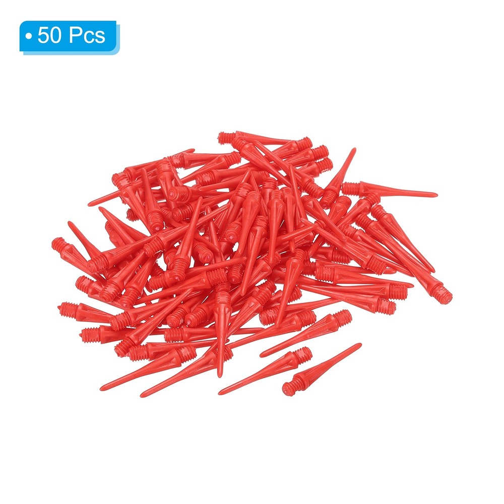 Plastic Dart Tips, 50 Pack 2BA Thread Soft Dart Tips Plastic Tip, Red