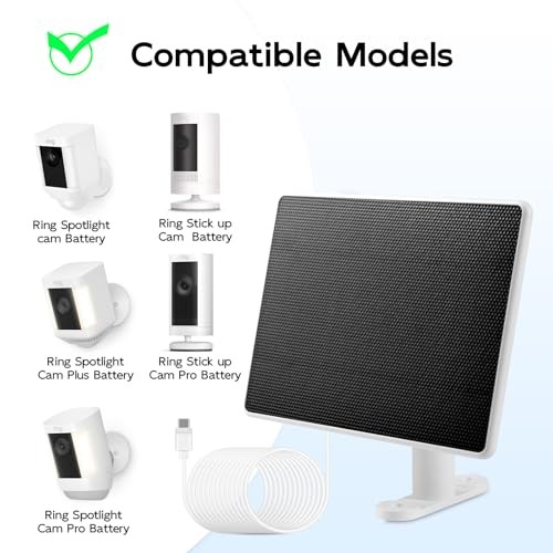 Solar Panel for Ring Camera, 2 Pack 6W Solar Charger Compatible with White-2pcs